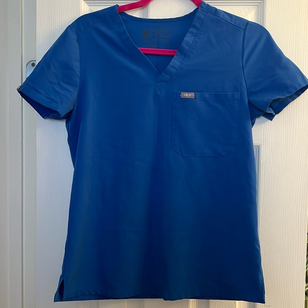COPY - Figs one pocket scrub top in royal blue